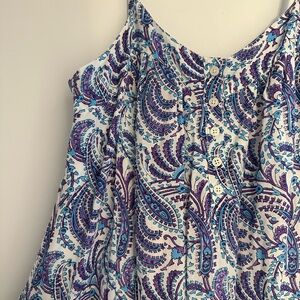 J. Crew Tiered cotton voile shift dress in purple paisley